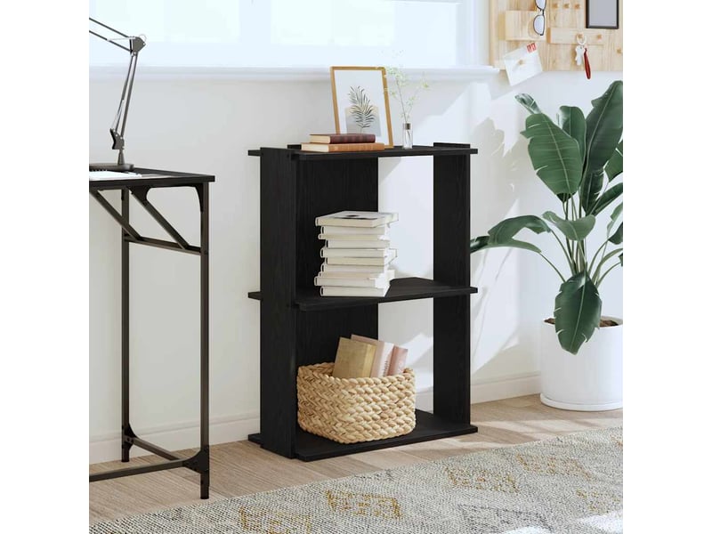 Bibliothèque à 3 niveaux, armoire à livres noir 60x30x80 cm bois d'ingénierie - Conforama C