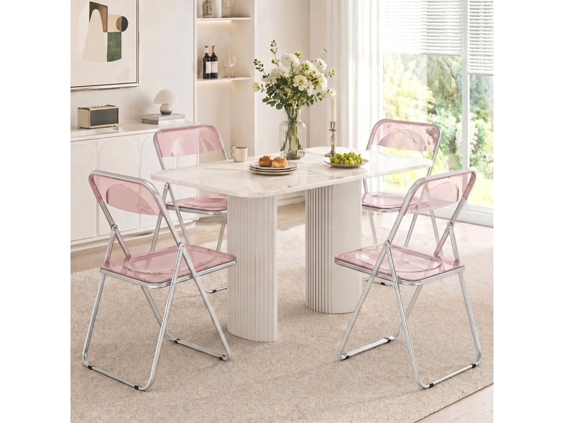 Chaise pliante aubvevik lot de 4 acrylique transparente rose - Conforama B
