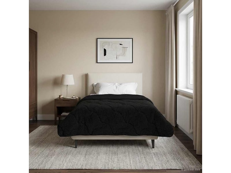  Duvet d'hiver - couette 155 x 200 cm hiver - couette noir respirant  - Conforama D