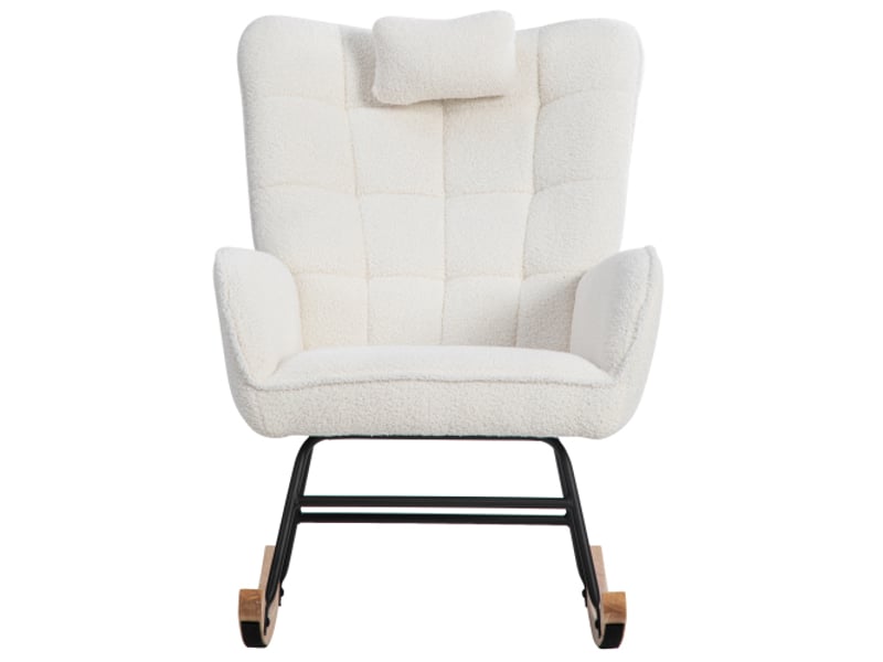  Fauteuil à bascule ergonomique blanc - coussin, repose-pieds, dossier 92 cm, assise 65 cm, base stable, 113 kg  - Conforama A