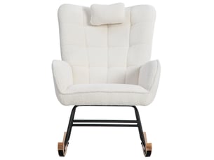 Fauteuil à bascule ergonomique blanc - coussin, repose-pieds, dossier 92 cm, assise 65 cm, base stable, 113 kg