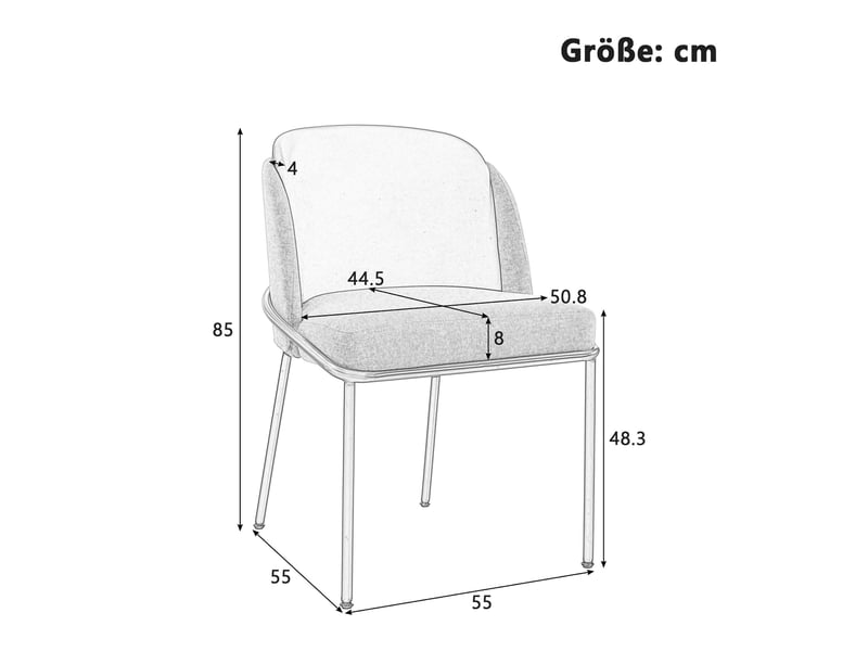  Lot de 2 chaises de salle à manger modernes avec pieds réglables et dossier ergonomique en métal et bois beige  - Conforama C
