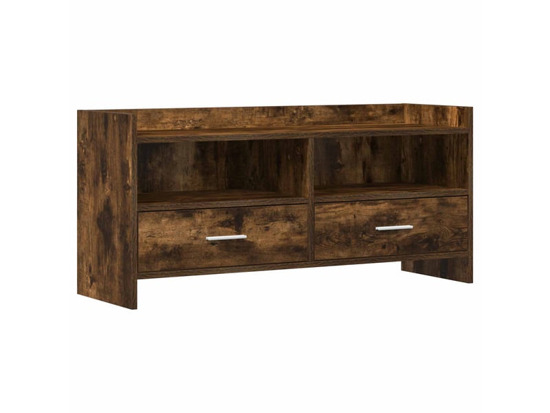  Meuble tv - banc tv - meuble de rangement 100 x 33 x 47 cm chêne fumé bois d'ingénierie  - Conforama A