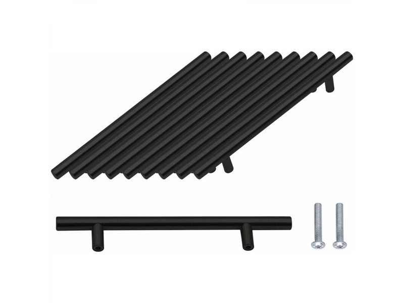  Paquet de 10 poignées noires pour porte de 160 mm en acier inoxydable, poignées pour meubles et armoires avec vis.  - Conforama A