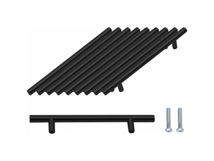 Paquet de 10 poignées noires pour porte de 160 mm en acier inoxydable, poignées pour meubles et armoires avec vis.