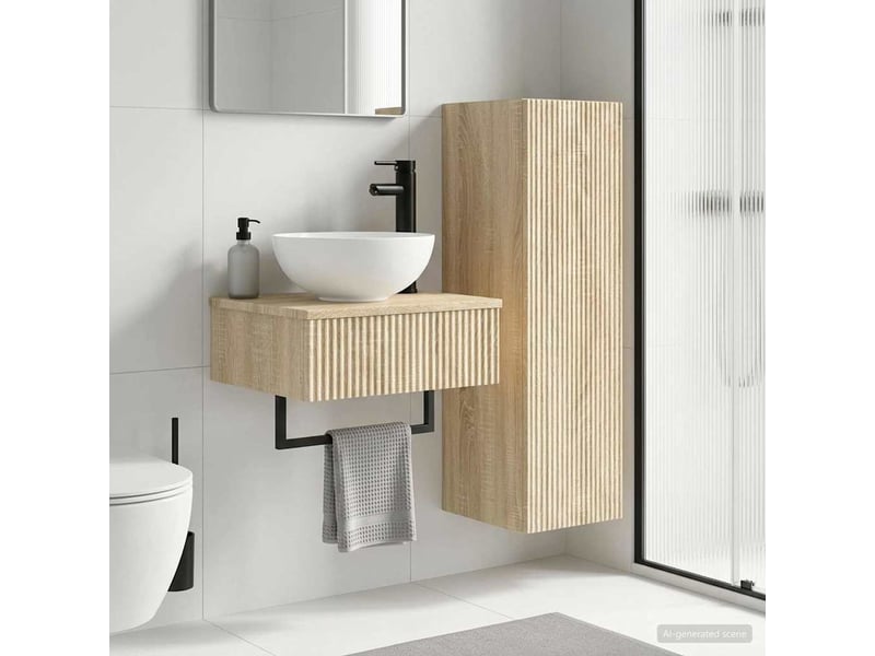  Ensemble de mobilier de salle de bain 2 pcs chêne sonoma shl8429  - Conforama B