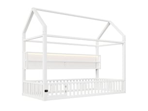 Lit cabane 90x200 cm <strong>BEAOK</strong>  <strong></strong> coloris blanc