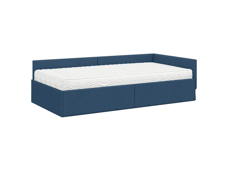  Cadre de lit d'angle | lit simple | lit adulte avec matelas autre 2 pcs bleu tissu 100x200 cm  - Conforama E