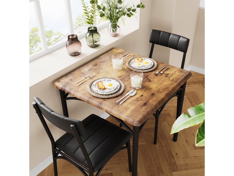  Ensemble de salle à manger 3 pièces – table carrée et 2 chaises  – pour appartement ou studio – style rustique moderne – marron cBc-5Rv-DmUTv-0l0A - Conforama C