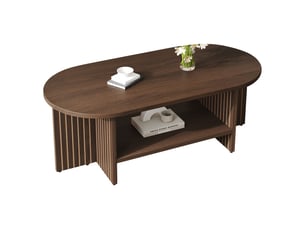 Table basse ovale coloris bois foncé <strong></strong> <strong></strong> - 49 cmx100 cm