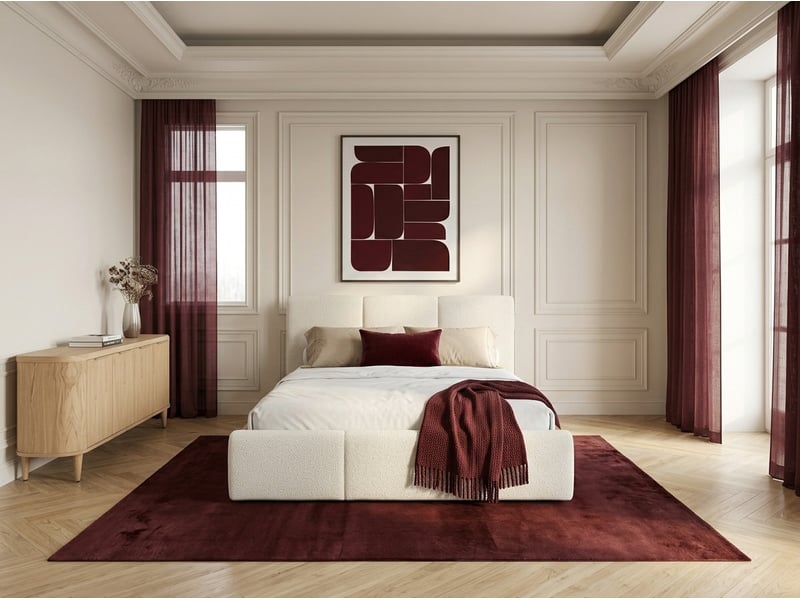  Bobochic lit coffre elya tissu bouclette bois clair 160x200 ELYA - Conforama B