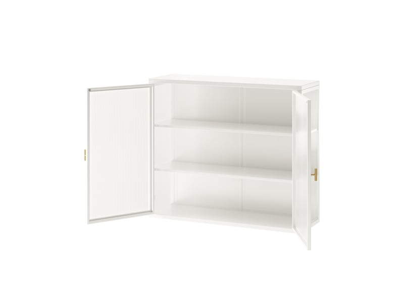 Armoire murale tcqpz 70 x 23 x 60 cm à 2 portes en verre trempé, 3 niveaux de rangement, métal blanc - Conforama D