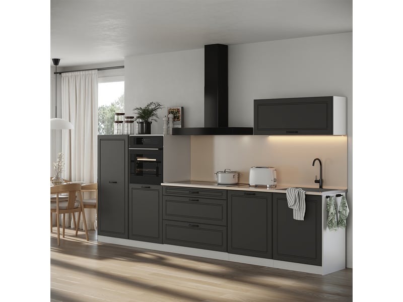  Vicco cuisine, anthracite campagneblanc, 340cm plan de travail anthracite  - Conforama C