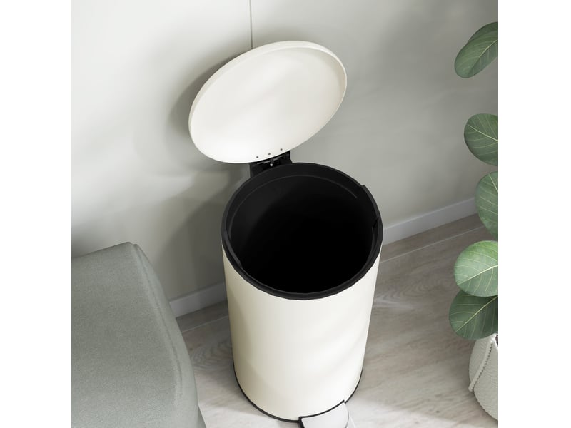  Poubelle à pédale 30 l 36x30x63,5 cm couvercle silencieux métal ivoire  - Conforama C