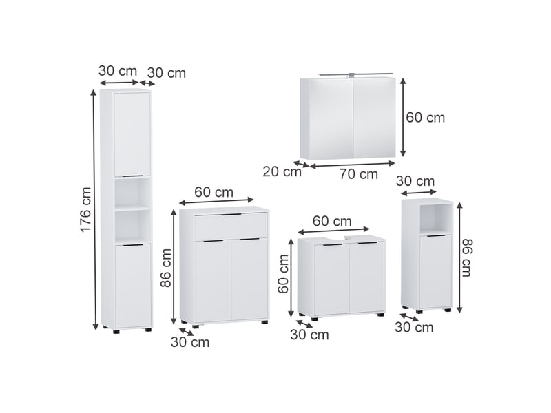 Vicco meubles bain, blanc, 5 pièces  - Conforama B