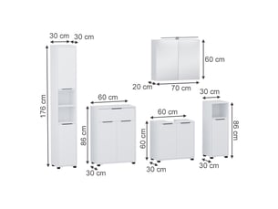 Vicco meubles bain, blanc, 5 pièces