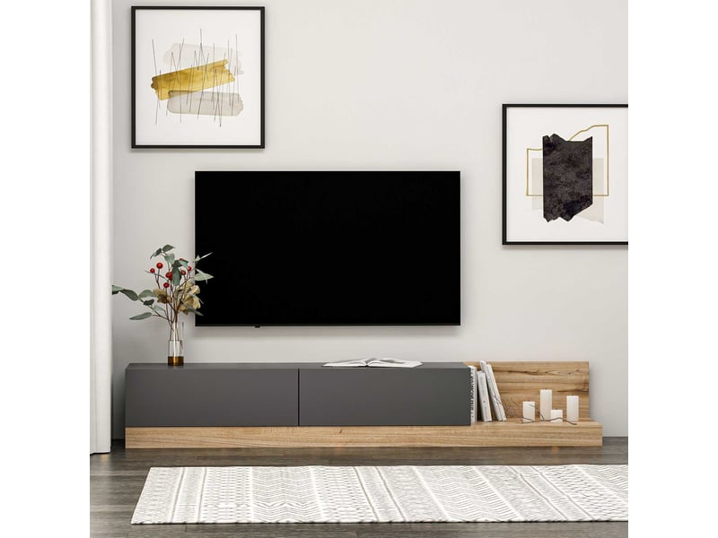 Majör meuble tv | 100 % mélamine | anthracite, noyer 382NRC1528 - Conforama B