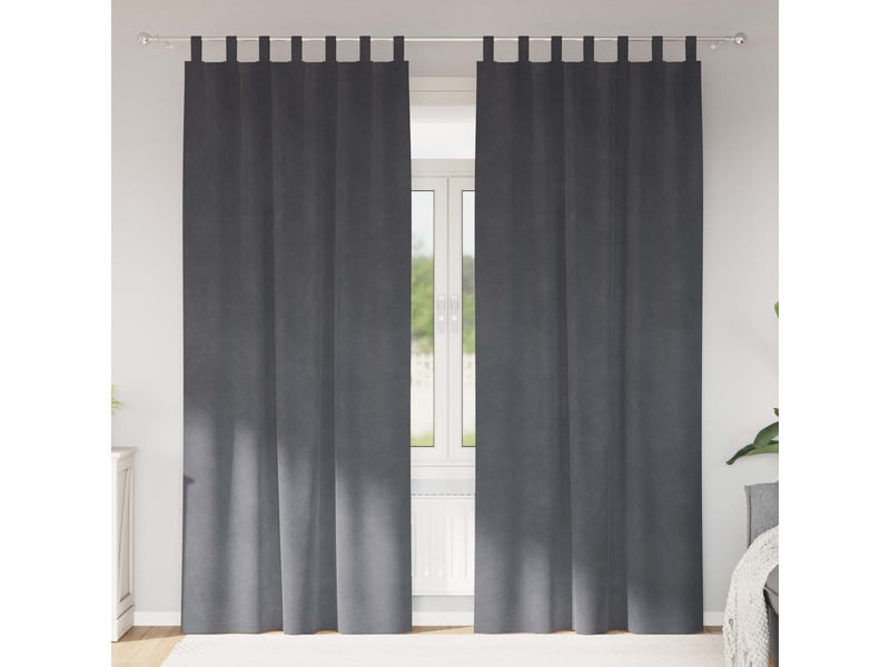 Lot de 2 rideaux, rideaux de fenêtre gris clair 140 x 225 cm velours cf44042 - Conforama B
