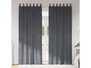 Lot de 2 rideaux, rideaux de fenêtre gris clair 140 x 225 cm velours cf44042