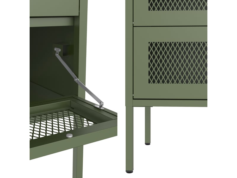 Meuble à chaussures 4 portes en métal vert kaki emma  - Conforama C