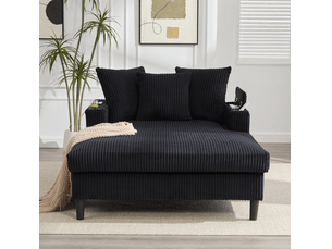 Chaise longue modulable 129x170x70 cm – noir – rangement, led, ports usb et porte-gobelets