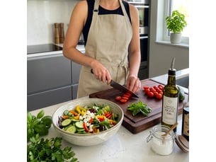 Tablier de cuisine en coton 60x80 cm chambray lin, par soleil d'ocre