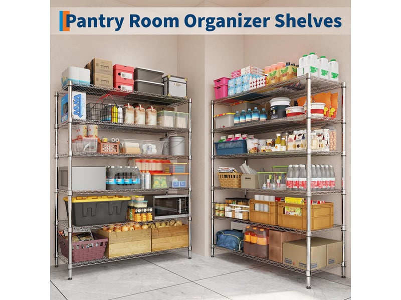 Rayonnage métallique étagère chromée ultra-résistante 6 niveaux, 4 roulettes, 119x46x180cm, cuisine garage cellier bureau pro PHK_3AFQRKLW - Conforama B