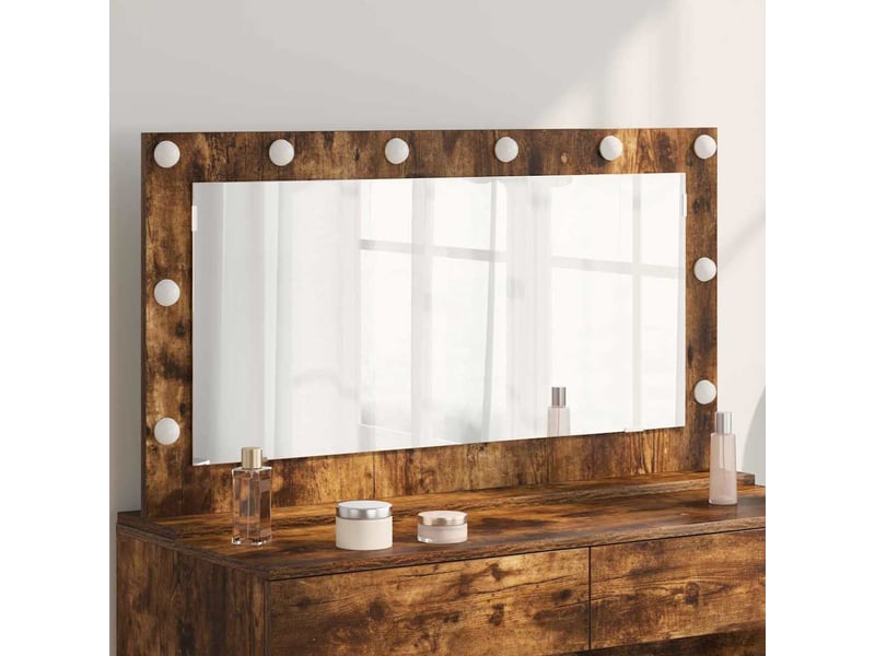Miroir de vanité, miroir de coiffeuse chêne fumé 100 x 55 x 18 cm rectangulaire cf62756 - Conforama B