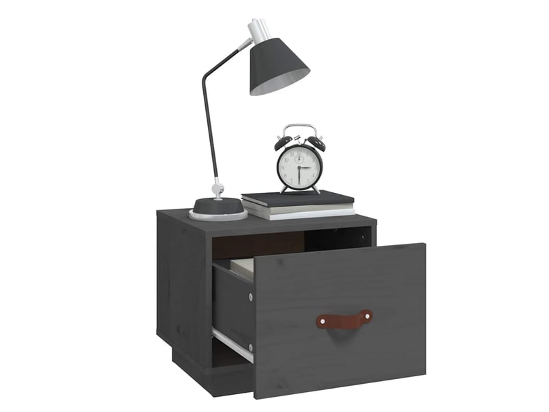 Table de chevet - cabinet de chevet - table de nuit gris 40x34x35 cm bois de pin solide  - Conforama C