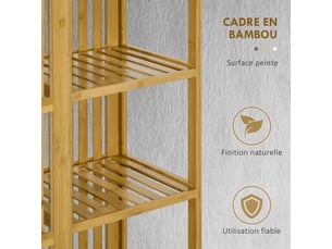 Armoire en bambou avec 2 portes coulissantes, étagères et tringle, 145 x 35 x 165cm, grande armoire pour la chambre
