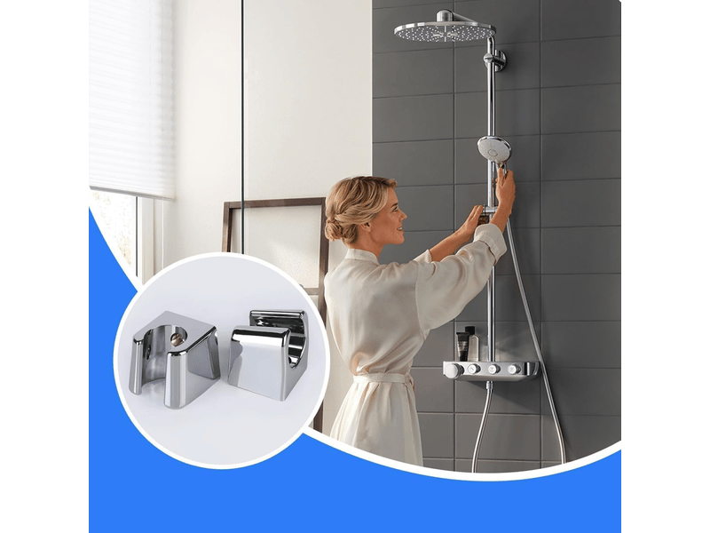 Lot de 2 supports de pommeau de douche argentés - en abs - avec vis - compatible avec la plupart des douches - Conforama E