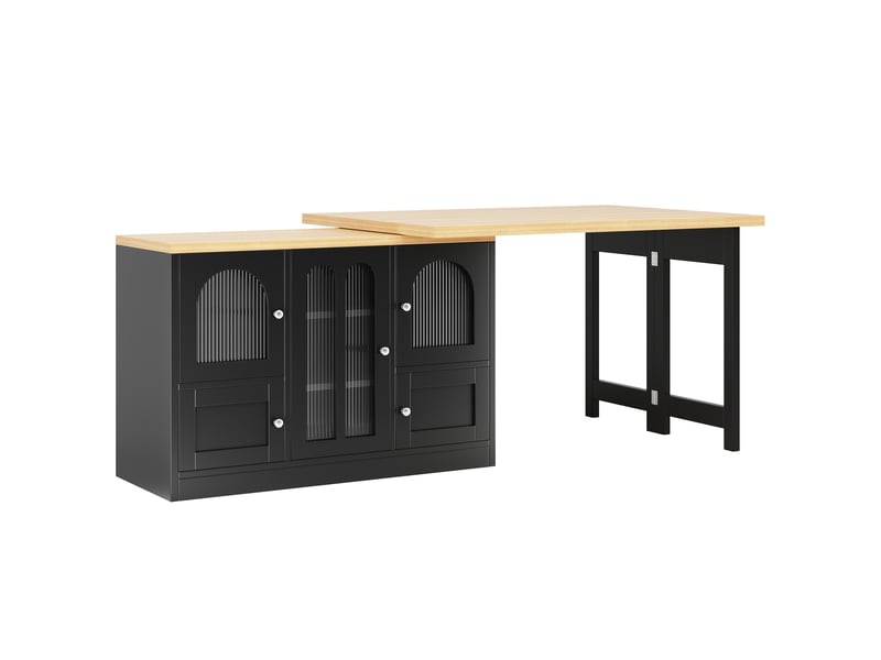 Table à manger pivotante 360° avec rangement latéral, led rgb et contrôle app, noire - Conforama E