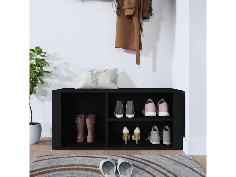  Meuble à chaussure, armoire à chaussures noir 100x35x45 cm bois d'ingénierie  - Conforama C