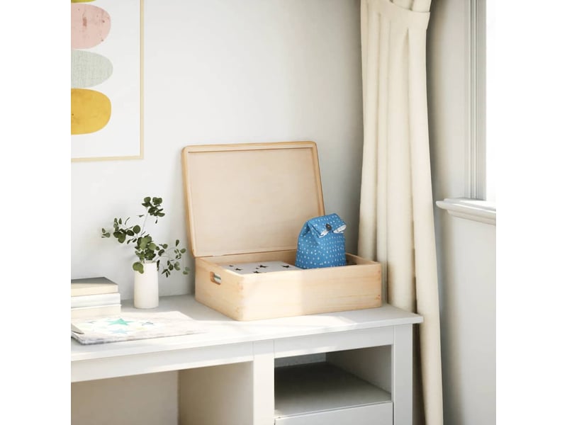  Boîte de rangement, coffre avec couvercle et poignées bois de pin massif shl16523  - Conforama C