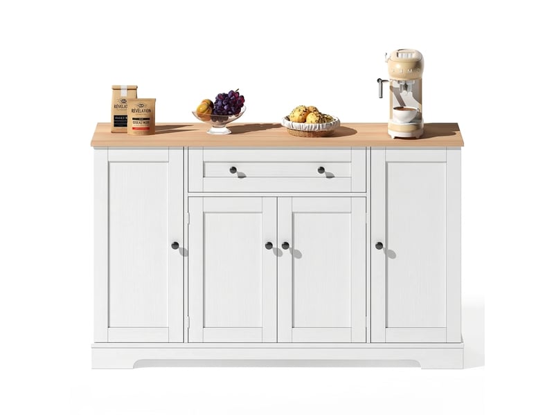  Buffet de cuisine multifonctionnel, bahut de 138 cm, mdf blanc et naturel  - Conforama A