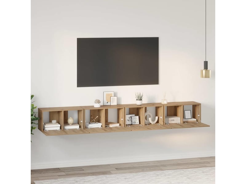  Ensemble meuble tv - banc tv - meuble de rangement 4 pcs chêne artisanal bois d'ingénierie  - Conforama B