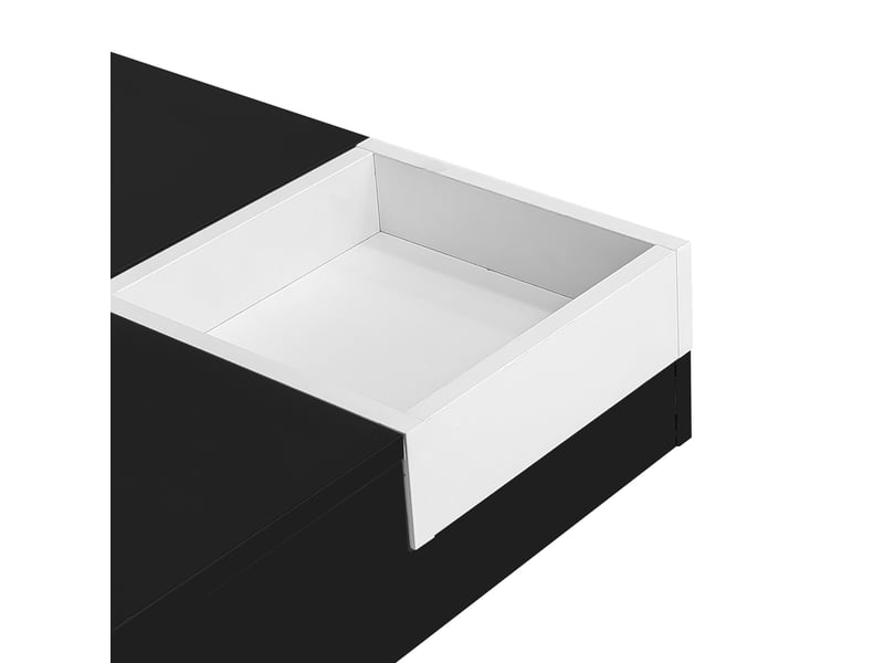  Table basse carrée 72x72x30 cm avec rangement et led, noir et blanc  - Conforama R