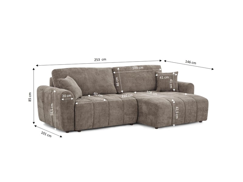  Canapé d'angle convertible et réversible jonea 4 places tissu texturé marron  - Conforama D