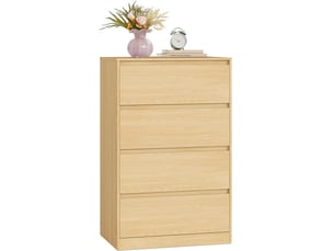 Commode de rangement moderne 40 x 60 x 97,4 cm avec 4 tiroirs pratique style épuré en panneau aggloméré beige chêne 12_0012111