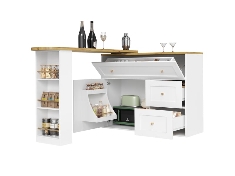 Table de bar blanc - 204cm mdf et métal table de bar blanc - Conforama A
