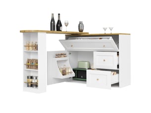 Bar coloris blanc <strong>MERAX</strong> <strong>table de bar blanc</strong> - 204 cm