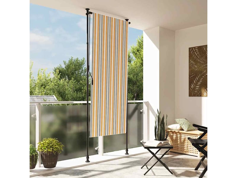  Store enrouleur, store roulant d'extérieur jaune et blanc 120x270 cm tissu acier cf47432  - Conforama B