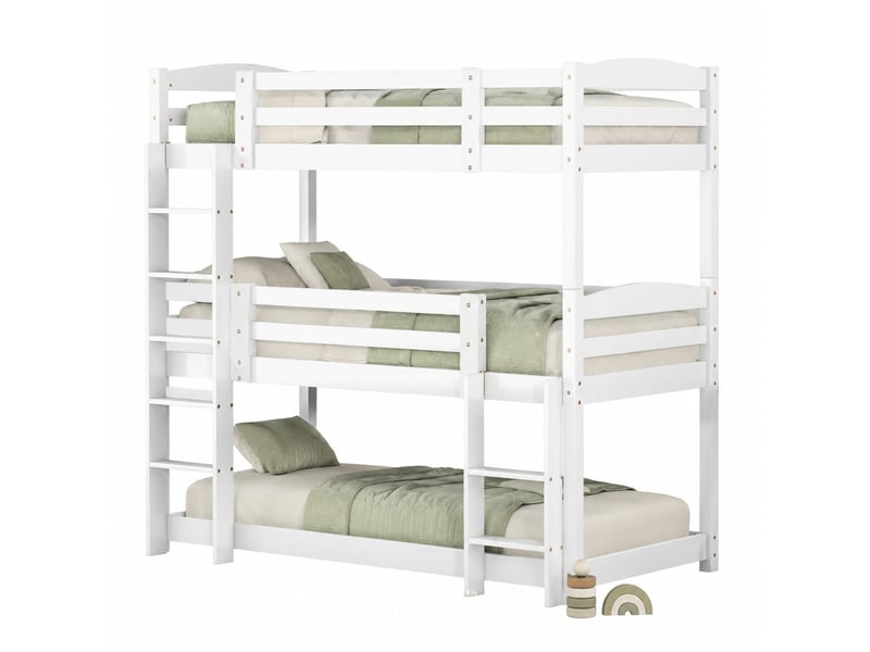  Lit superposé triple enfant 90x200 cm séparable en deux lits, en pin et mdf  - Conforama A