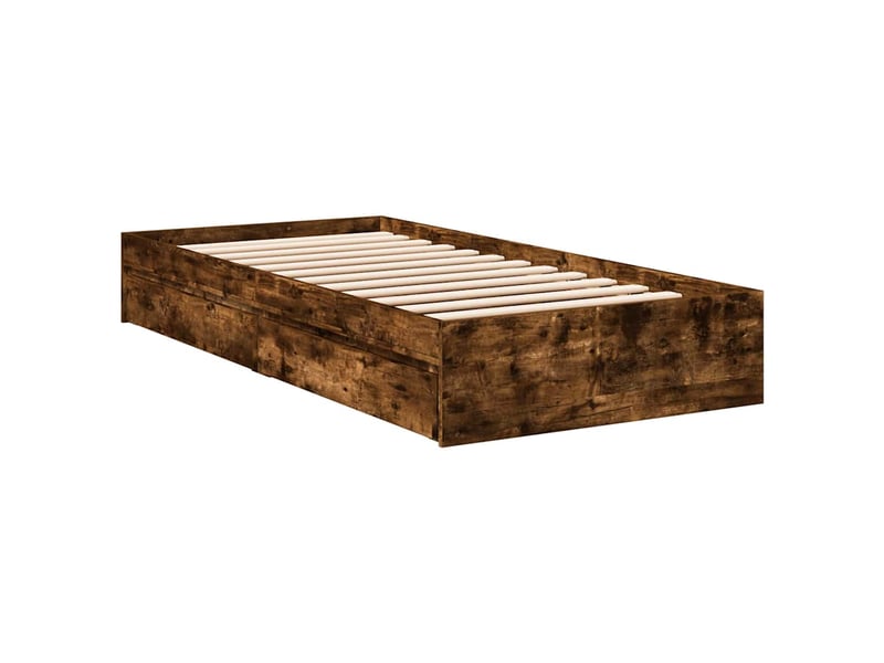  Lit simple- lit adulte -  cadre de lit avec tiroirs sans matelas chêne fumé 100x200 cm  - Conforama B