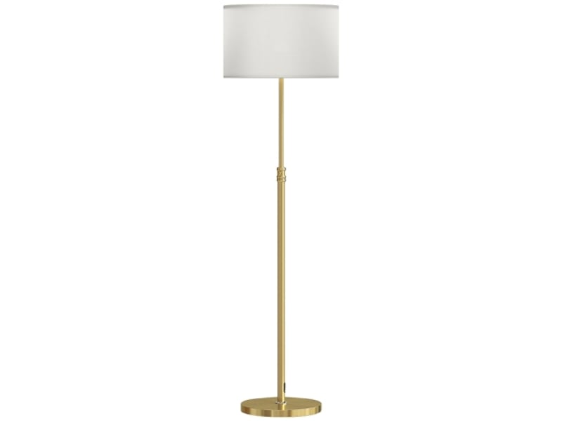  Lampadaire réglable en hauteur, métal doré, abat-jour tissu, télécommande, variateur et interrupteur au pied  - Conforama A