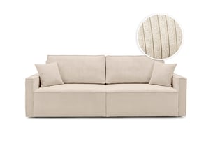 Canapé droit convertible LOUNGITUDE FARAH 3 places Velours beige avec coffre de rangement
