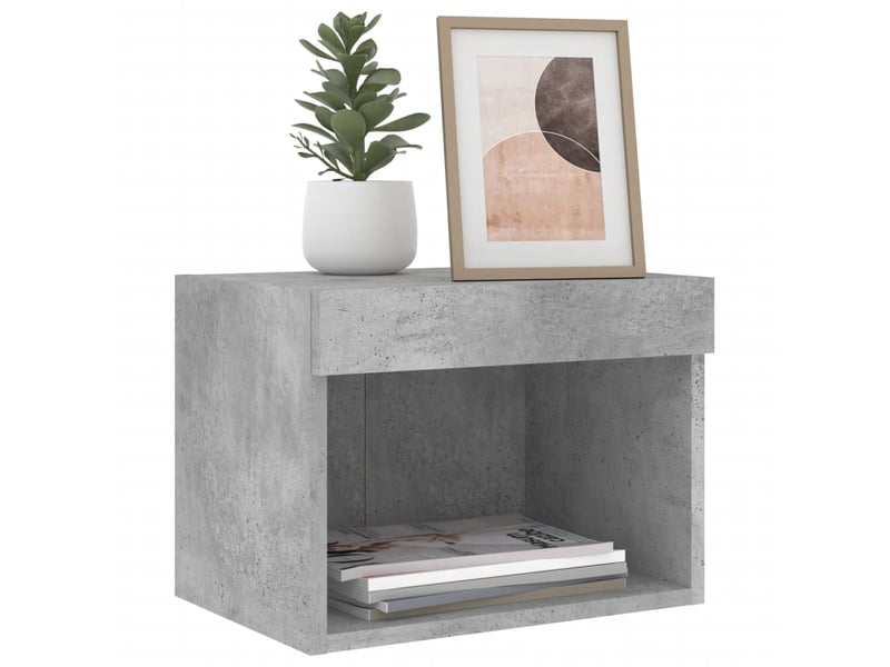  Table de chevet - cabinet de chevet - table de nuit murale avec lumières led gris béton  - Conforama D