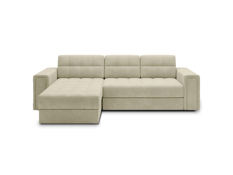  Canapé d'angle convertible kapitara beige réversible avec coffre de rangement  - Conforama A