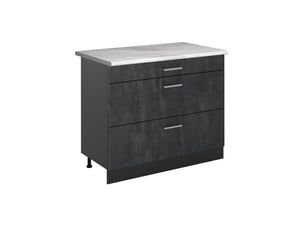 Vicco meuble cuisine, béton noiranthracite, 100cm plan de travail marbre