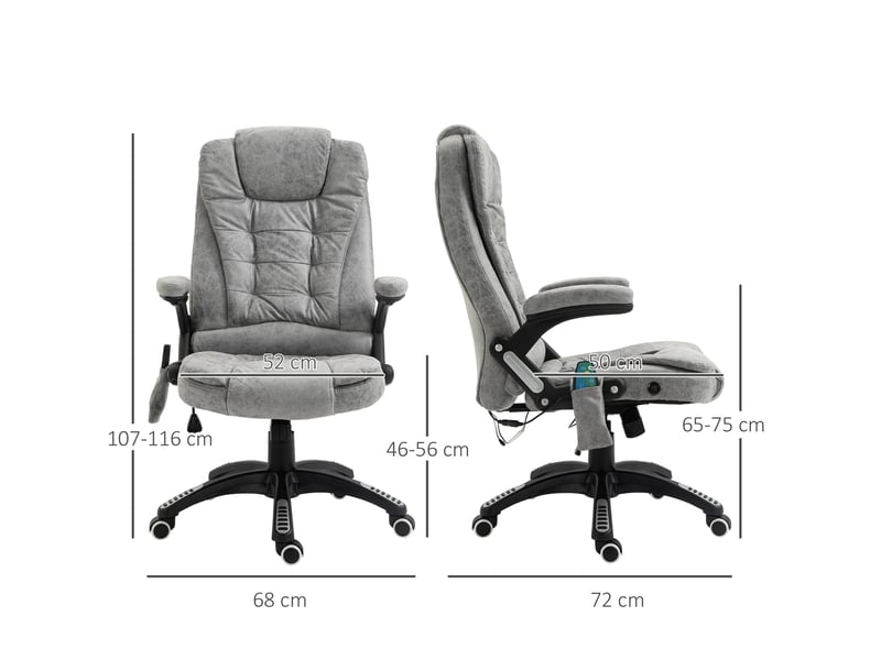  Fauteuil de bureau gris avec massage chauffant, inclinable et réglable en hauteur  - Conforama C